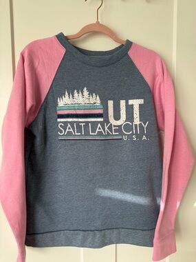 Salt Lake City UT Raglan Sweatshirt - Pink & Heather Blue